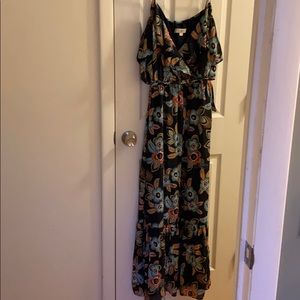 Loft over the shoulder ruffle sleeve maxi dress